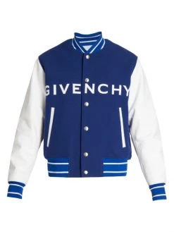 Givenchy Logo Wool & Leather Varsity Jacket For Men