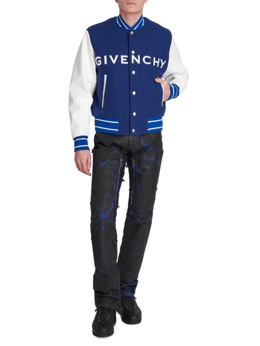 Givenchy Logo Wool & Leather Varsity Jacket For Men - Image 2