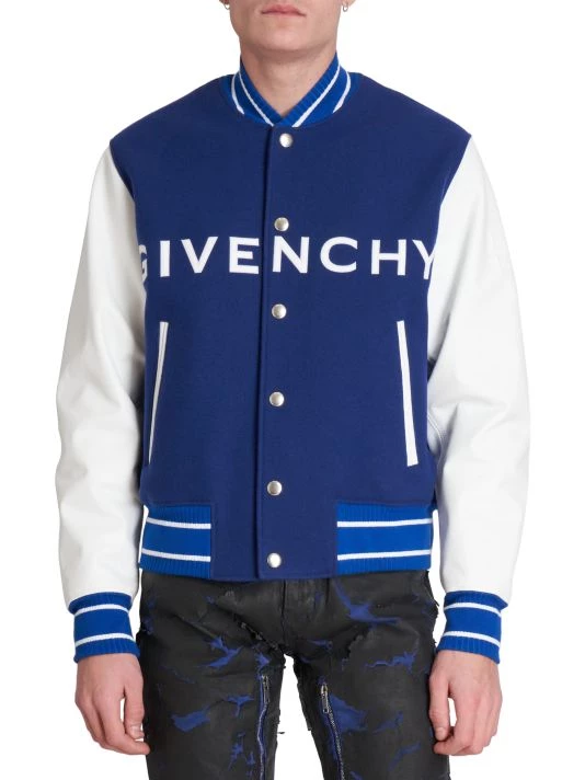 Givenchy Logo Wool & Leather Varsity Jacket For Men - Image 3