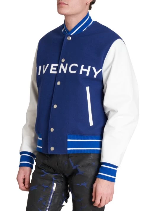 Givenchy Logo Wool & Leather Varsity Jacket For Men - Image 4