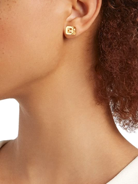 Givenchy G-Cube Goldtone Stud Earrings - Image 2