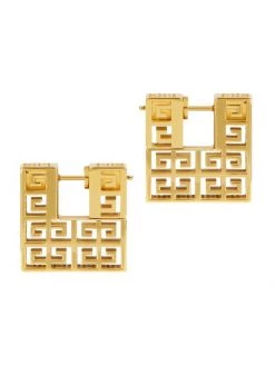 Givenchy Goldtone Monogram Square Hoop Earrings