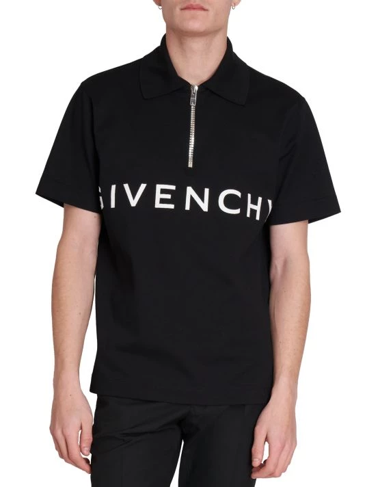 Givenchy Classic-Fit Logo Quarter-Zip Polo Shirt For Men - Image 3