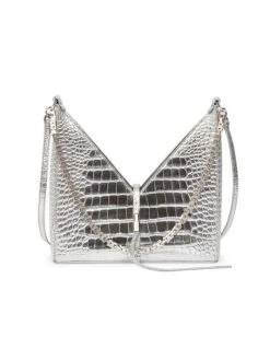 Givenchy Small Cut-Out Metallic Croc-Embossed Leather Shoulder Bag