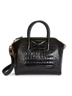 Givenchy Small Antigona Croc-Embossed Leather Satchel