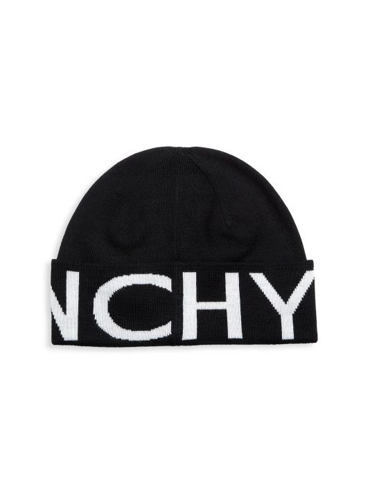Givenchy Logo Wool Beanie For Men Black White - Image 2