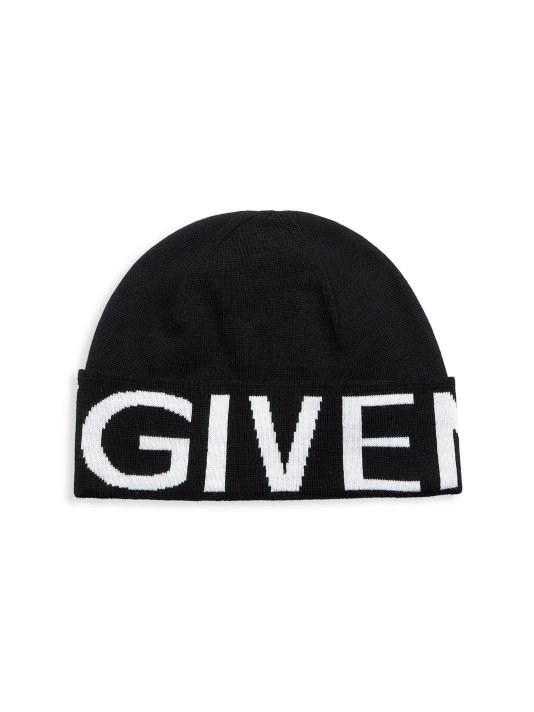 Givenchy Logo Wool Beanie For Men Black White - Image 3