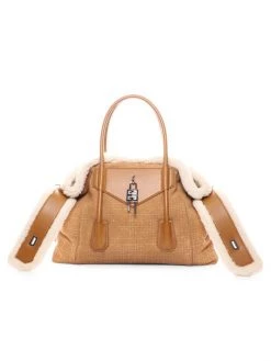 Givenchy Medium Antigona Lock Shearling Monogram Tote