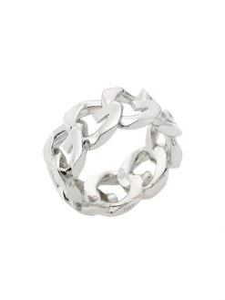 Givenchy Silvertone G Chain Logo Ring For Men Silvery